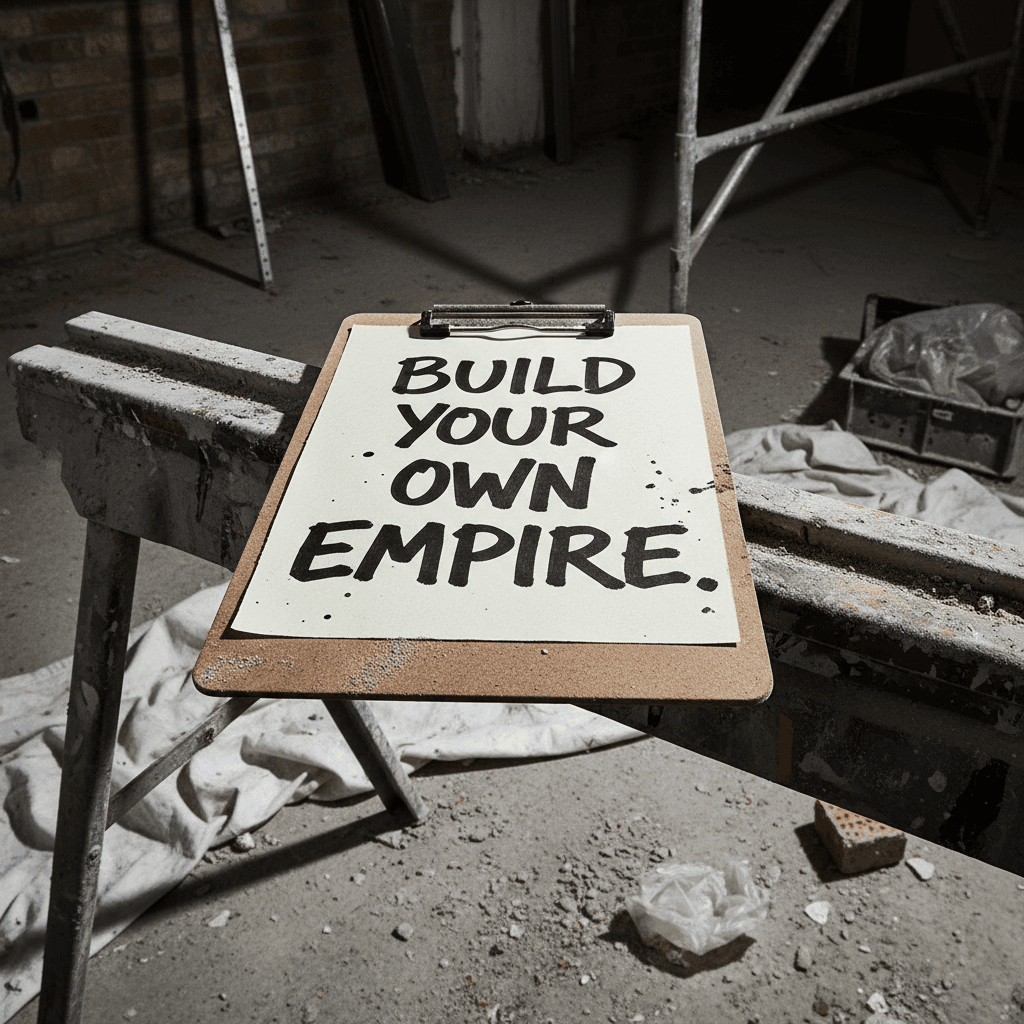 Builder's clipboard with handwritten itemised quote on a renovation site
