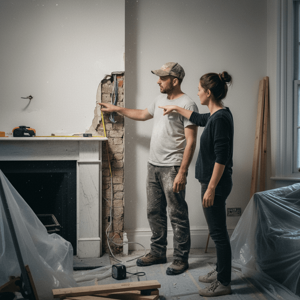 Contractor talking with homeowner during a London renovation project